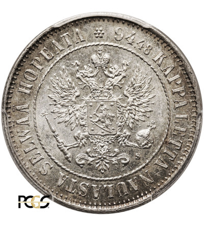 Finlandia, (okupacja rosyjska). 1 Markka 1915 S, Mikołaj II 1894-1917 - PCGS MS 64