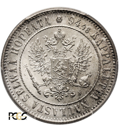 Finlandia, (okupacja rosyjska). 1 Markka 1915 S, Mikołaj II 1894-1917 - PCGS MS 65