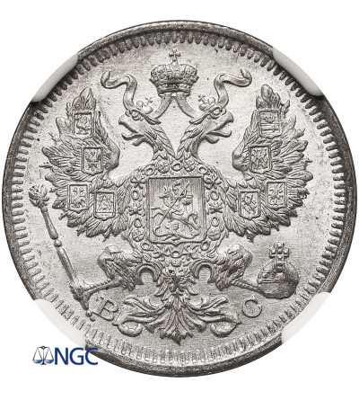 Rosja, Mikołaj II 1894-1917. 20 kopiejek 1913 СПБ-BC, St. Petersburg - NGC MS 64