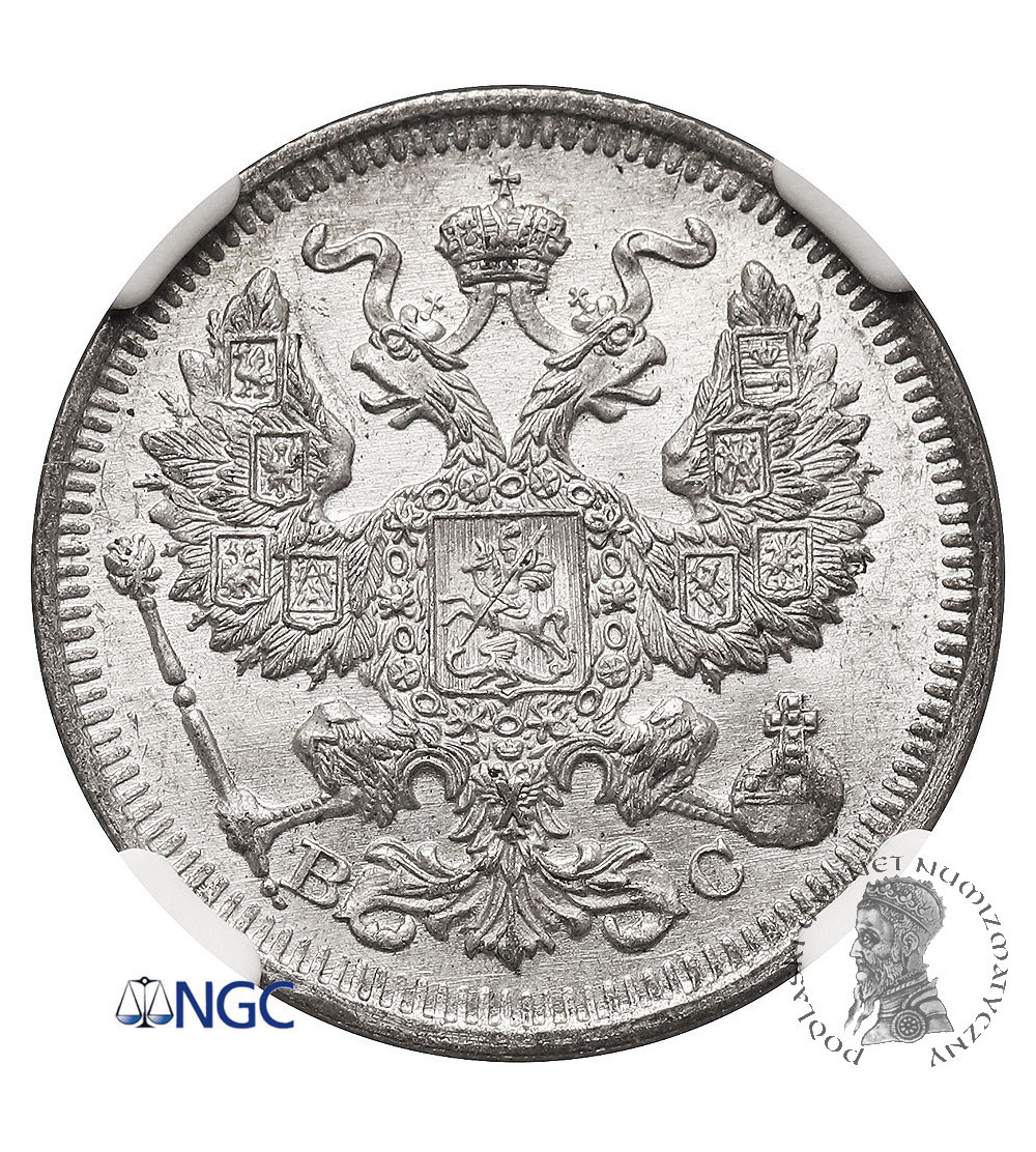 Rosja, Mikołaj II 1894-1917. 20 kopiejek 1913 СПБ-BC, St. Petersburg - NGC MS 64