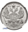 Rosja, Mikołaj II 1894-1917. 20 kopiejek 1913 СПБ-BC, St. Petersburg - NGC MS 64