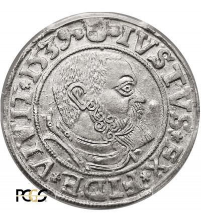 Prusy Książęce. Albrecht Hohenzollern, 1525-1568. Grosz 1539, Królewiec - PCGS MS 62