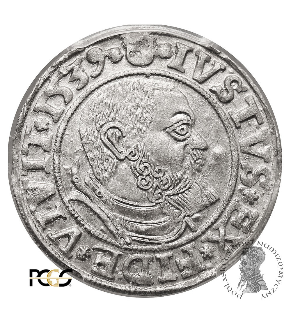 Prusy Książęce. Albrecht Hohenzollern, 1525-1568. Grosz 1539, Królewiec - PCGS MS 62