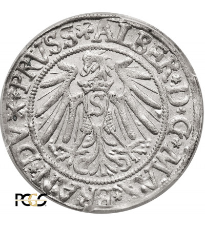 Prusy Książęce. Albrecht Hohenzollern, 1525-1568. Grosz 1539, Królewiec - PCGS MS 62