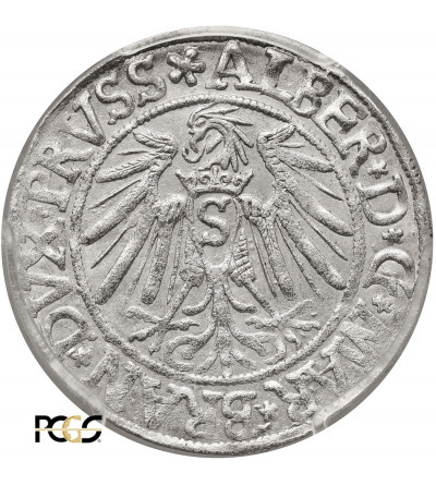 Prusy Książęce. Albrecht Hohenzollern, 1525-1568. Grosz 1538, Królewiec - PCGS MS 62