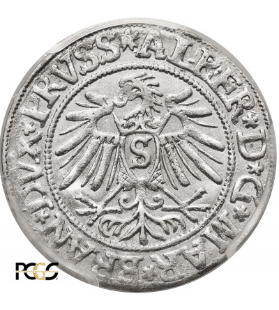 Prusy Książęce. Albrecht Hohenzollern, 1525-1568. Grosz 1537, Królewiec - PCGS MS 63