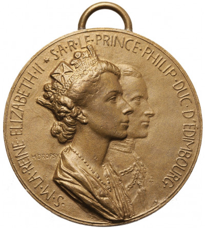 Francja. Medal 1957 upamiętniający wizytę królowej Elżbiety II i księcia Filipa w Paryżu, Henri Dropsy