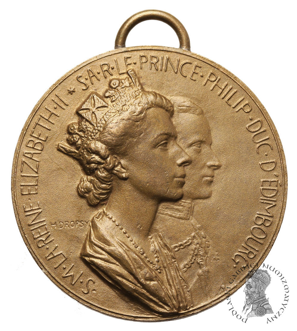 Francja. Medal 1957 upamiętniający wizytę królowej Elżbiety II i księcia Filipa w Paryżu, Henri Dropsy