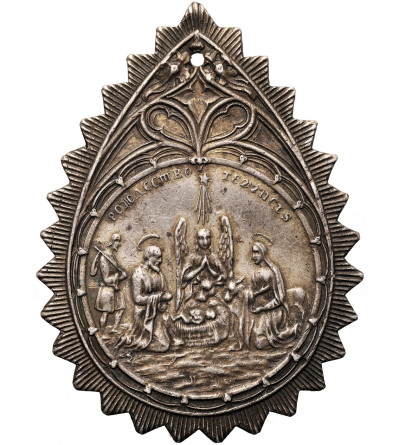 Rosja, Mikołaj II 1894 - 1917. Srebrny medal chrzcielny (wisiorek) w kształcie łzy