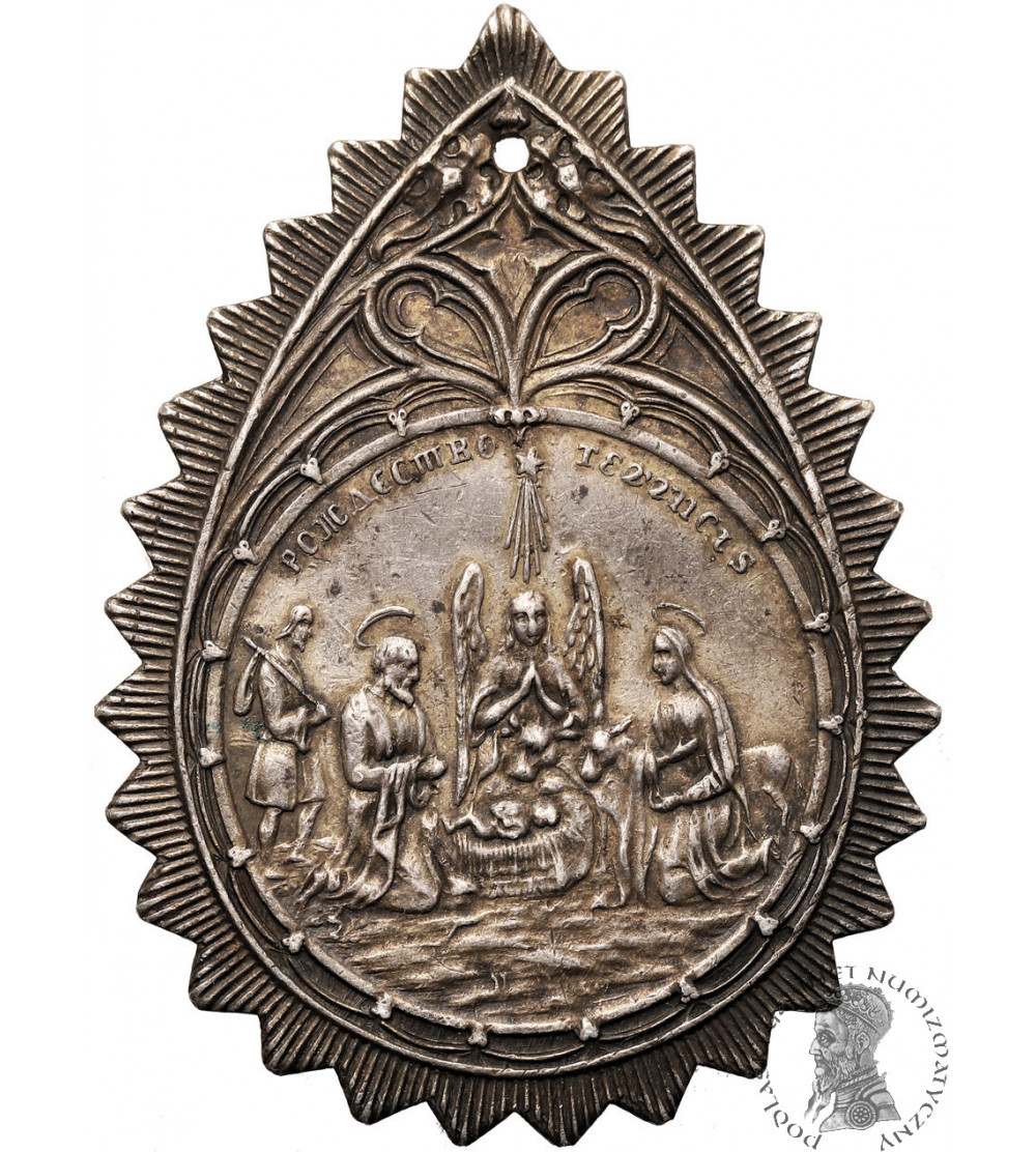 Rosja, Mikołaj II 1894 - 1917. Srebrny medal chrzcielny (wisiorek) w kształcie łzy