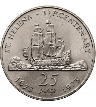 St. Helena. 25 Pence 1973, Tercentenary of Restored British Rule