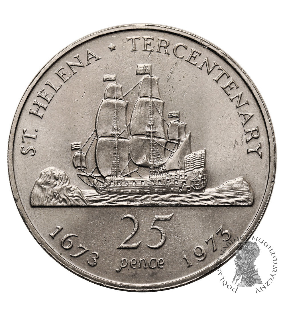 St. Helena. 25 Pence 1973, Tercentenary of Restored British Rule