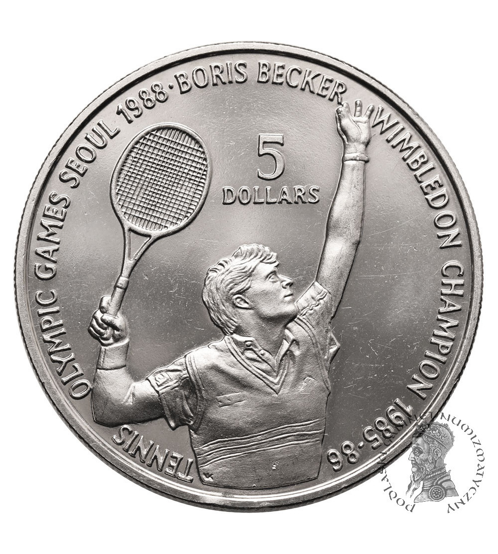 Niue. 5 Dollars 1987, Boris Becker, Series: 1988, Summer Olympics, Seoul