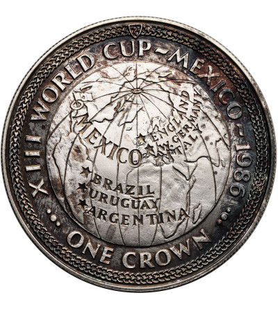 Isle of Man. 1 Crown 1986, Mexico World Cup