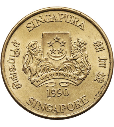 Singapore. 5 Dollars 1990, 25th Anniversary of Independence