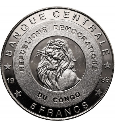 Congo, Democratic Republic. 5 Francs 1999, Albert II King of Belgium - Multicolor