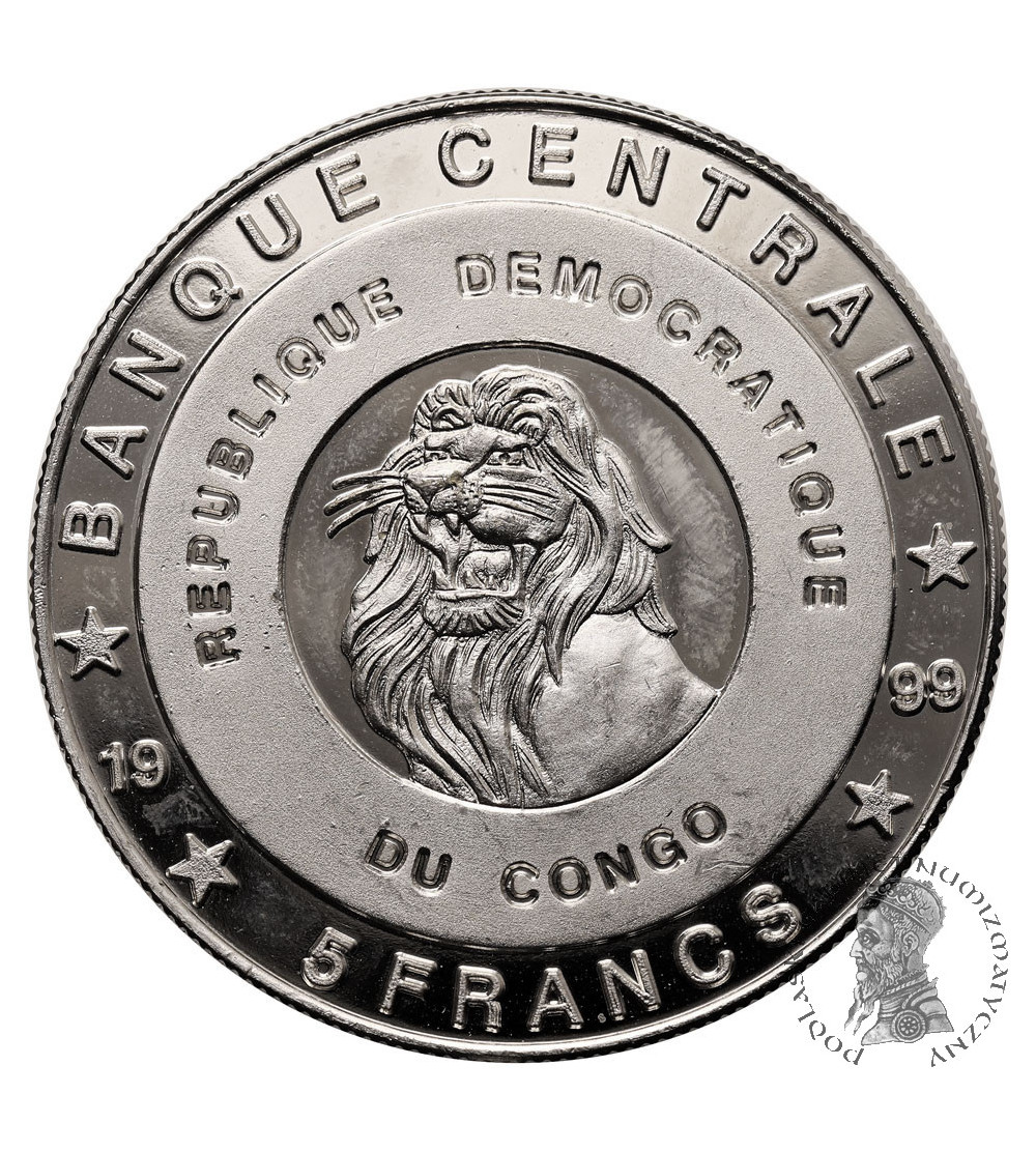 Congo, Democratic Republic. 5 Francs 1999, King Juan Carlos I of Spain - Multicolor