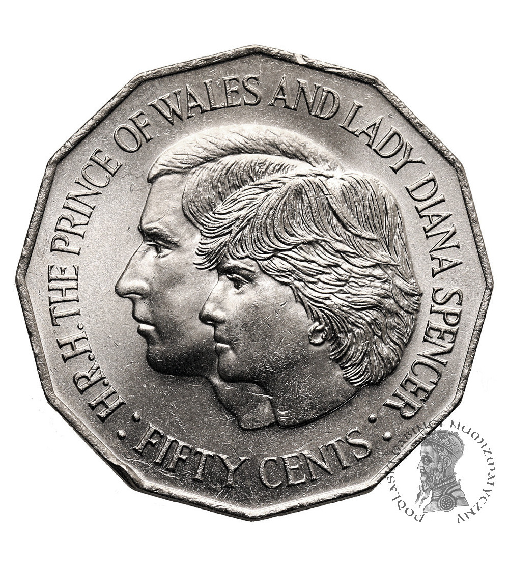 Australia. 50 Cents 1981, Wedding of Prince Charles and Lady Diana