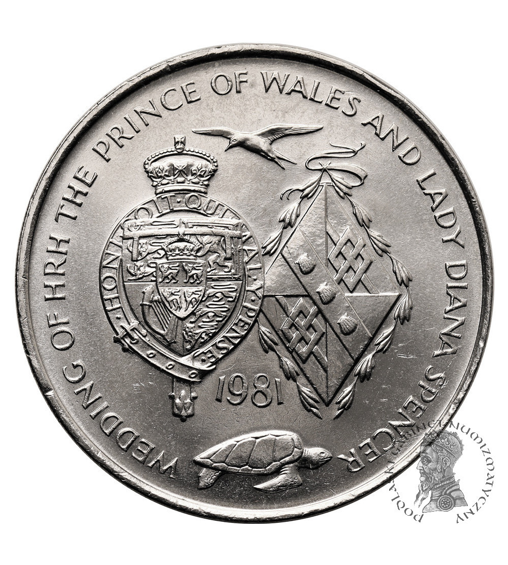 Ascension Island. 25 Pence / 1 Crown 1981, Wedding of Prince Charles and Lady Diana