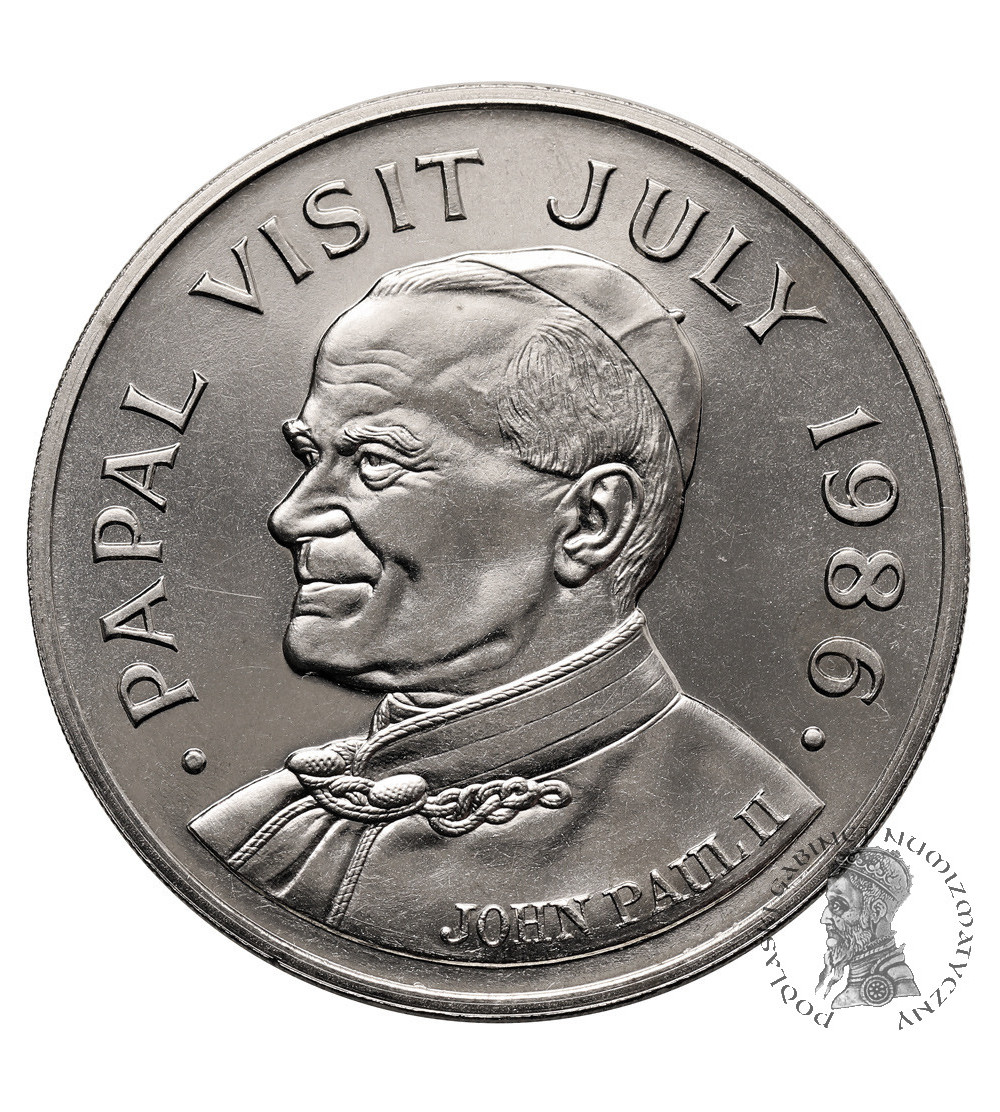 Saint Lucia. 5 Dollars 1986, Papal Visit - John Paul II