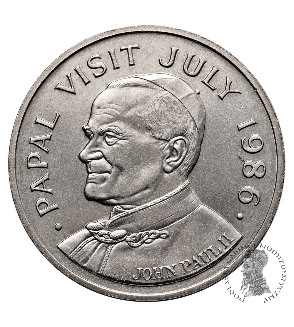 Saint Lucia. 5 Dollars 1986, Papal Visit - John Paul II