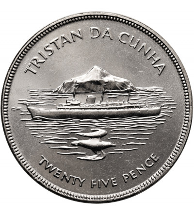 Tristan da Cunha. 25 Pence / 1 Crown 1977, 25th Anniversary of the Accession to the Throne of Queen Elizabeth II