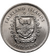 Falkland Islands. 50 Pence / 1 Crown 1977, 25th Anniversary of Queen Elizabeth II's accession to the throne