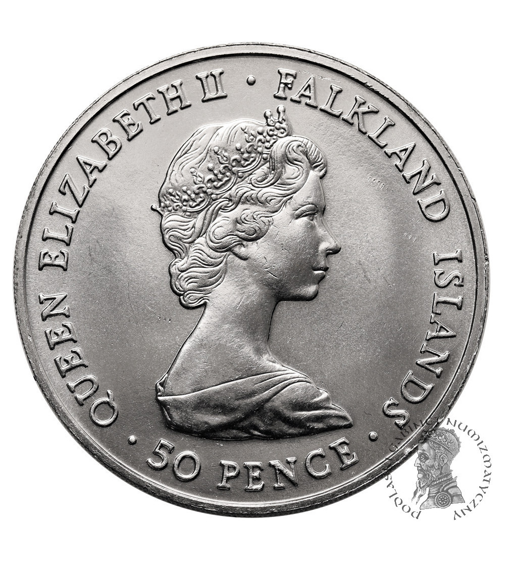 Falkland Islands. 50 Pence / 1 Crown 1981, Wedding of Prince Charles and Lady Diana