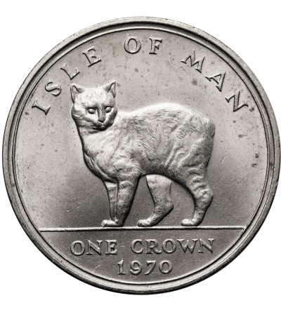 Isle of Man. 1 Crown 1970, Elizabeth II, Manx Cat