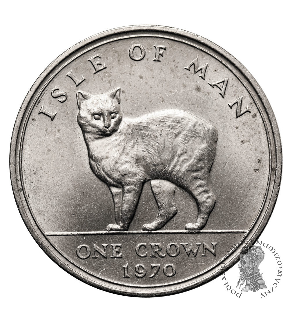 Isle of Man. 1 Crown 1970, Elizabeth II, Manx Cat