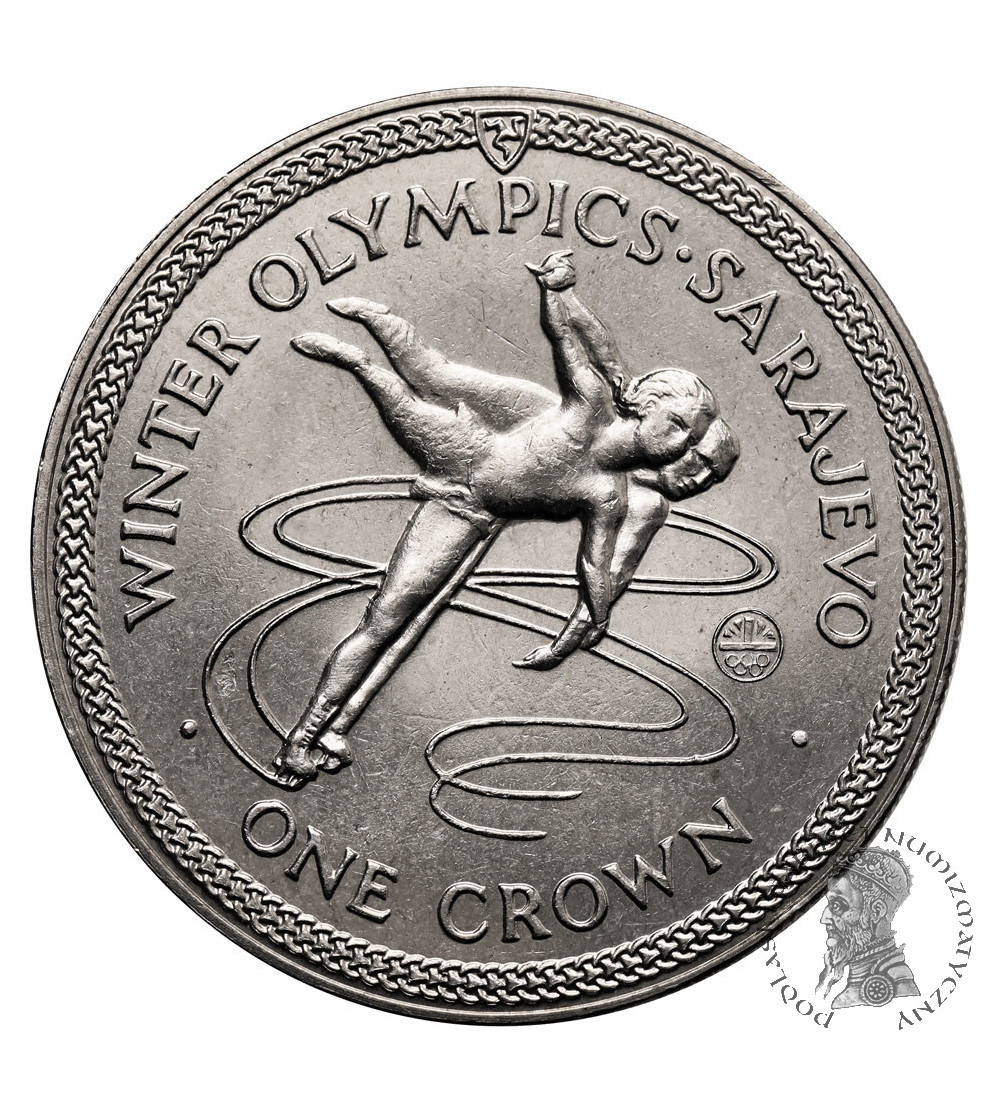 sle of Man. 1 Crown 1984, Elizabeth II, Winter Olympics, Sarajevo, Dancing on Ice