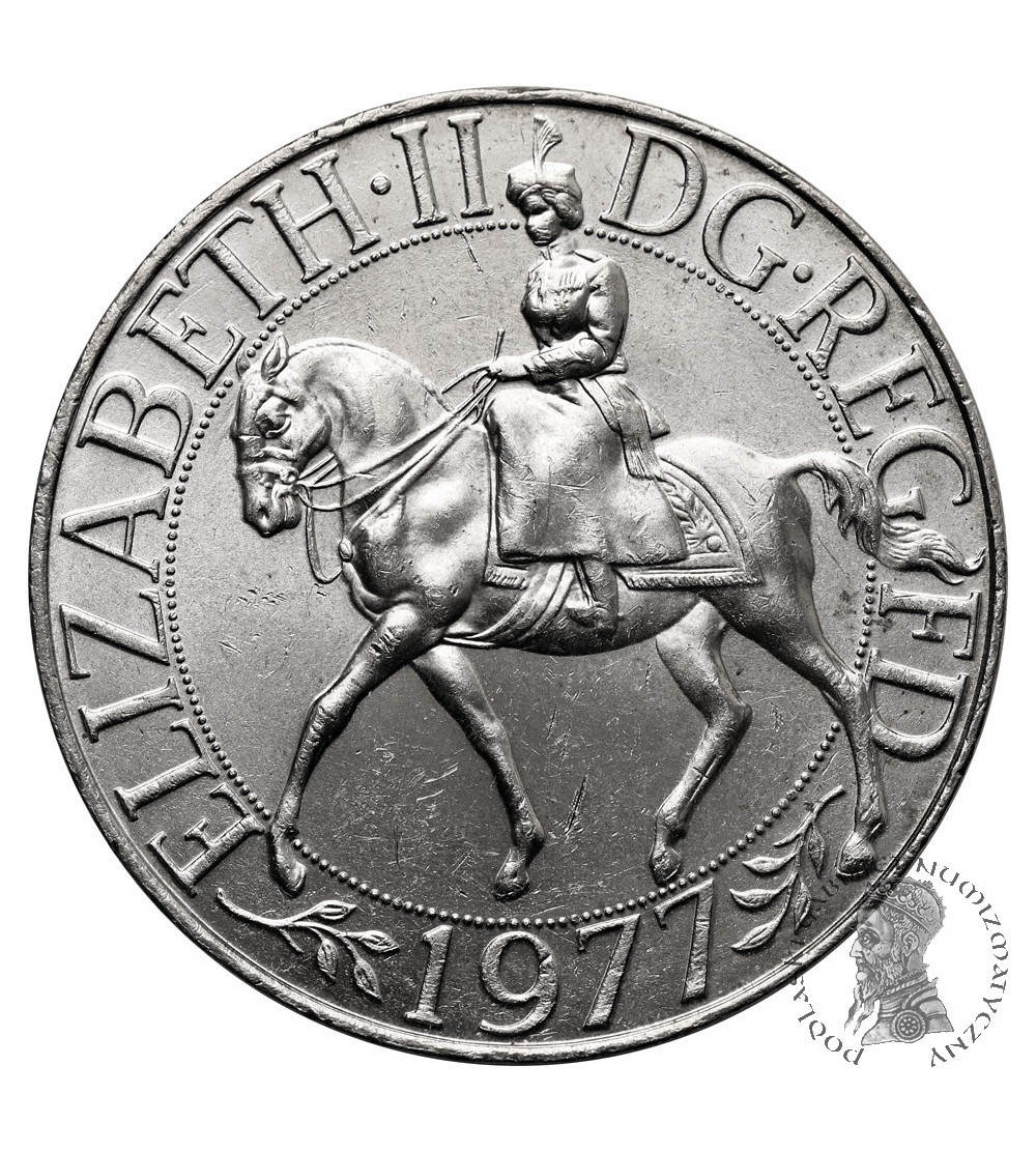 Great Britain. 25 Pence / 1 Crown 1977, 25th Anniversary of the Accession to the Throne of Queen Elizabeth II