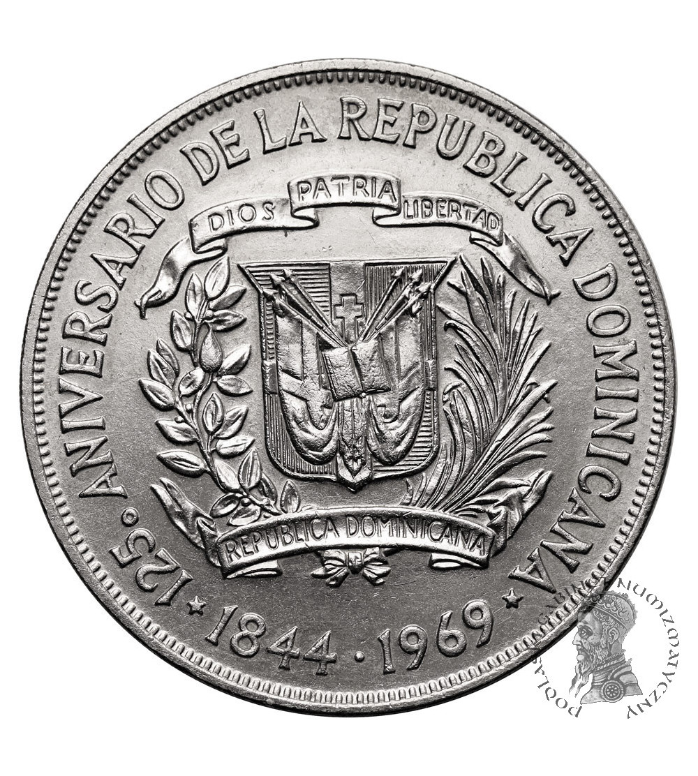 Dominican Republic. 1 Peso 1969, 125th Anniversary of the Dominican Republic