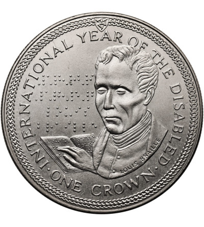 Isle of Man. 1 Crown 1981, Louis Braille, Series: International Year of the Disabled