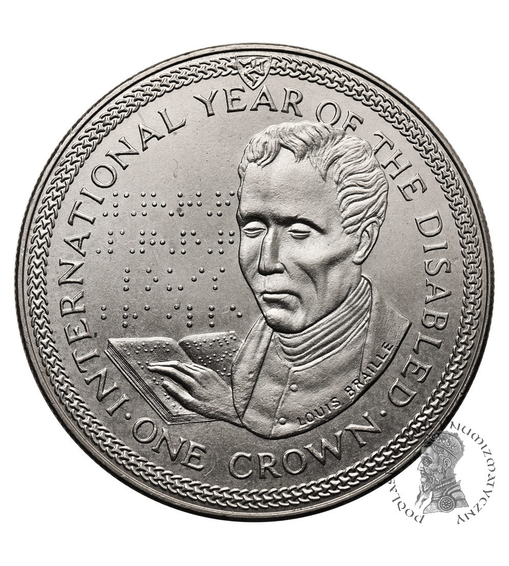 Isle of Man. 1 Crown 1981, Louis Braille, Series: International Year of the Disabled