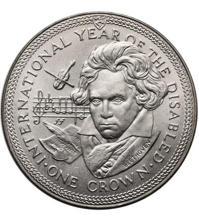 Isle of Man. 1 Crown 1981, Beethoven, Series: International Year of the Disabled