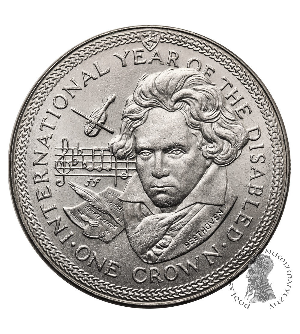 Isle of Man. 1 Crown 1981, Beethoven, Series: International Year of the Disabled