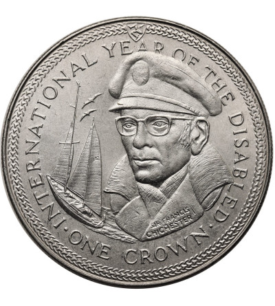 Isle of Man. 1 Crown 1981, Sir Francis Chichester, Series: International Year of the Disabled