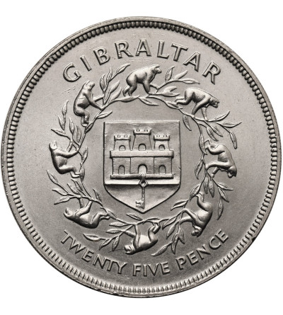 Gibraltar. 25 Pence / 1 Crown 1977, 25th Anniversary of the Accession to the Throne of Queen Elizabeth II