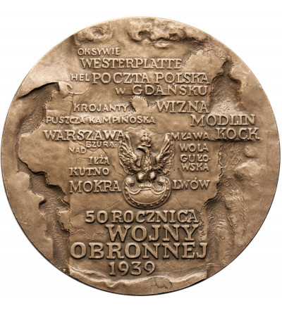 Polska, PRL (1952-1989). Medal 1989, Krajowa Wystawa Filatelistyczna "50 Rocznica Wojny Obronnej 1939