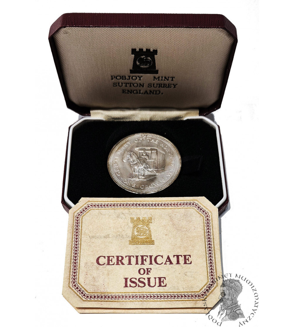 Isle of Man. 1 Crown 1976, Centennial of the Horse Tram