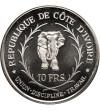 Ivory Coast. 10 Francs 1966, Félix Houphouët-Boigny