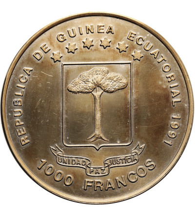 Equatorial Guinea. 1000 Francos 1991, Brandenburg Gate