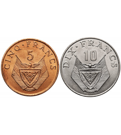 Rwanda. Set of two coins: 5 Francs 1987 and 10 Francs 1985