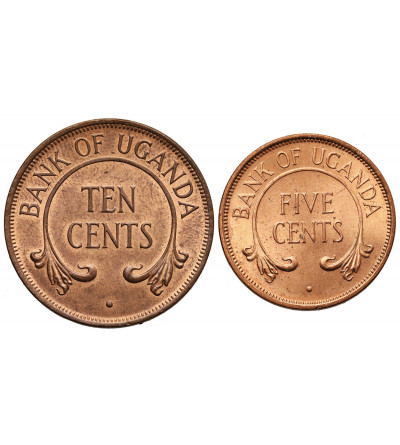 Uganda. Set of two coins: 5 Cents and 10 Cents 1966