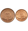 Uganda. Set of two coins: 5 Cents and 10 Cents 1966