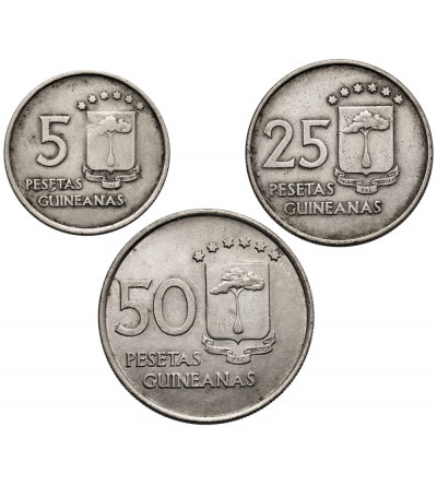 Equatorial Guinea. Set of three coins: 5, 25, 50 Pesetas 1969