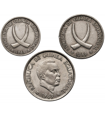 Equatorial Guinea. Set of three coins: 5, 25, 50 Pesetas 1969