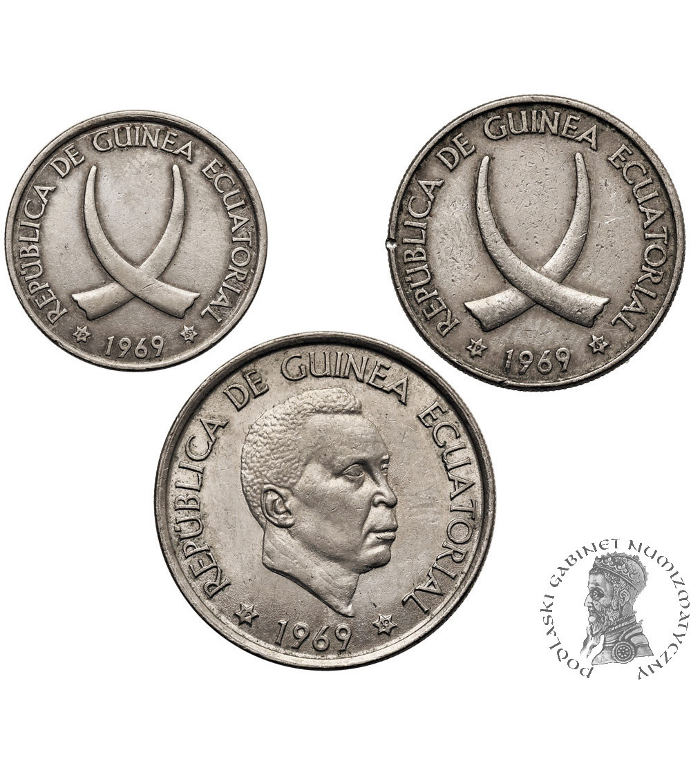 Equatorial Guinea. Set of three coins: 5, 25, 50 Pesetas 1969