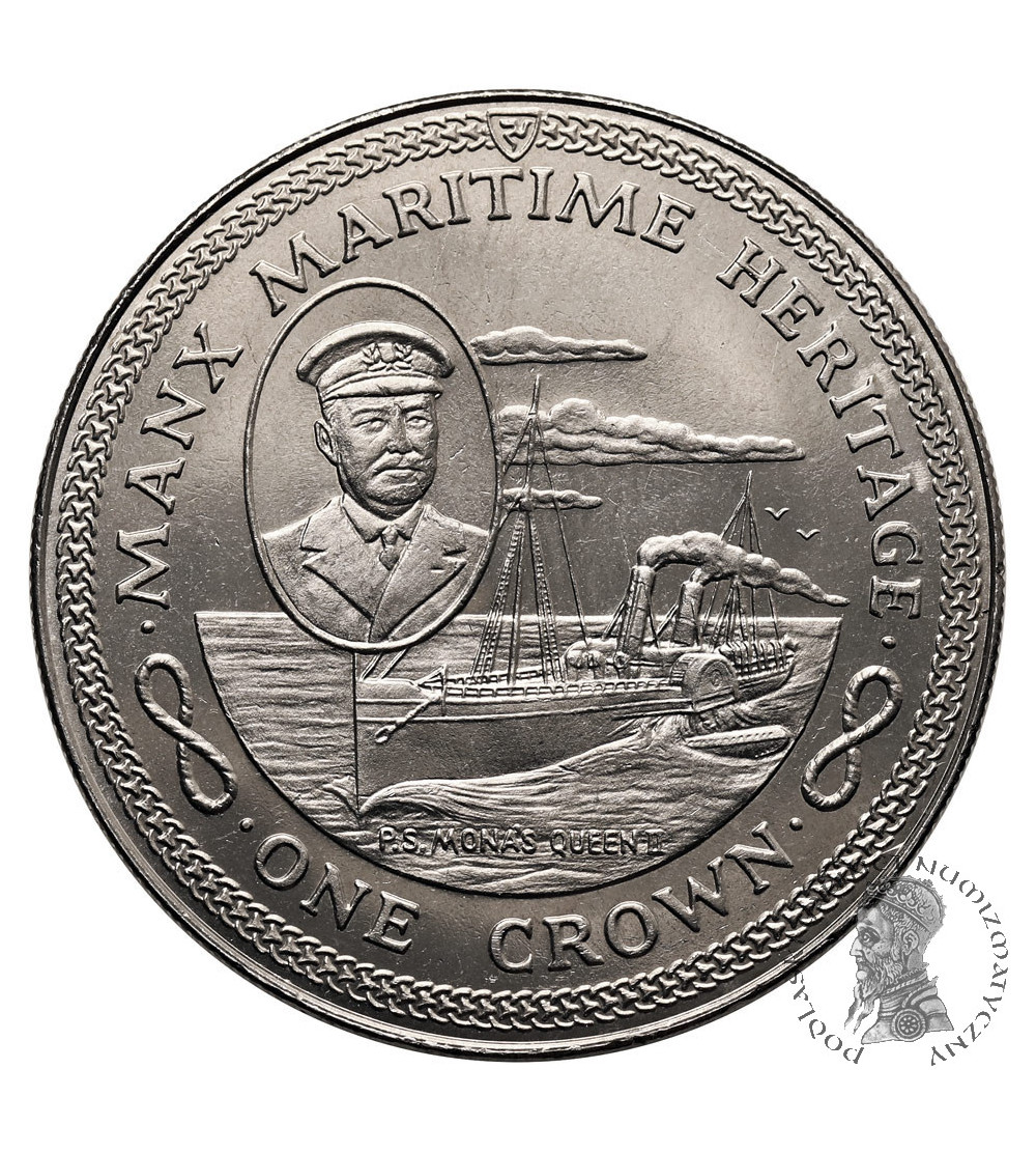 Isle of Man. 1 Crown 1982, P.S. Mona's Queen II, Series: Manx Maritime Heritage